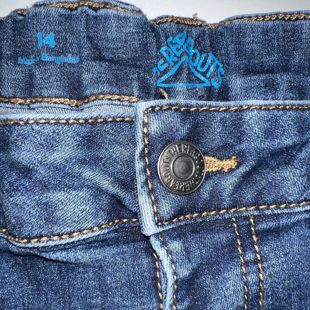 There Abouts kids Girls Denim Jean Shorts MIDI Size 14 DarkBlue Wash Belt Pullon - Picture 2 of 11